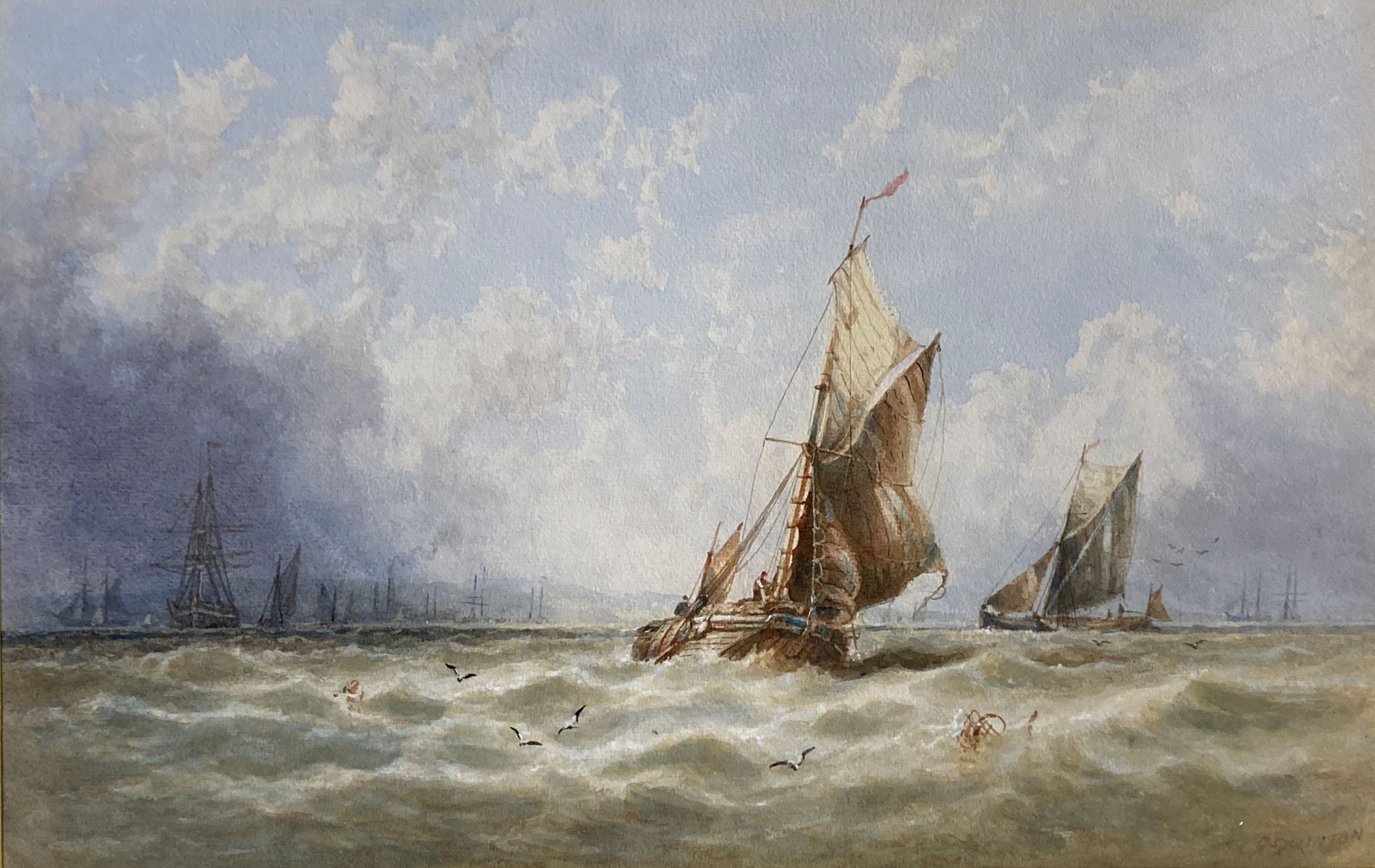 George Stainton (fl.1860-1890), watercolour, ‘A Fresh Breeze’, signed, 29 x 46cm.